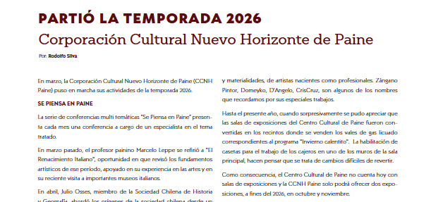 PARTIÓ LA TEMPORADA 2026 DE LA CCNH PAINE PARTIÓ LA TEMPORADA 2026 DE LA CCNH PAINE